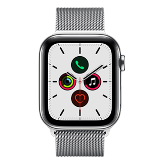 apple watch series 4 44mm stainless steel case with milanese loop