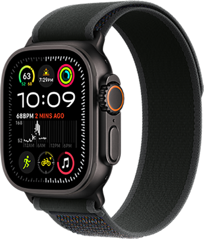 Apple Watch Ultra 2 49mm Black Titanium Case Black Trail Loop M L